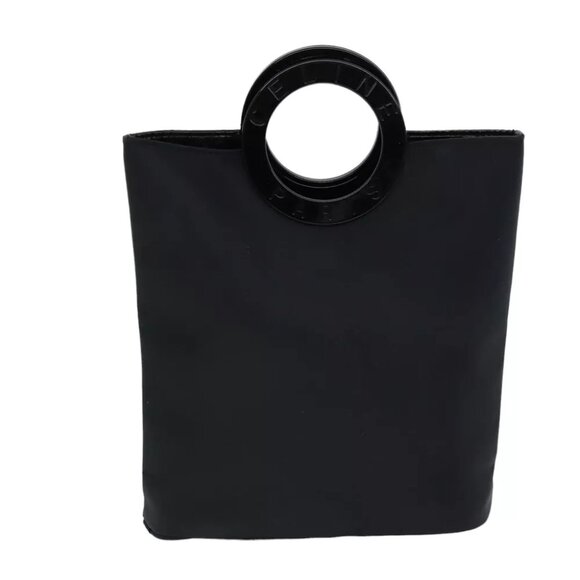 CELINE Hand Bag Nylon Black Auth - Picture 1 of 7